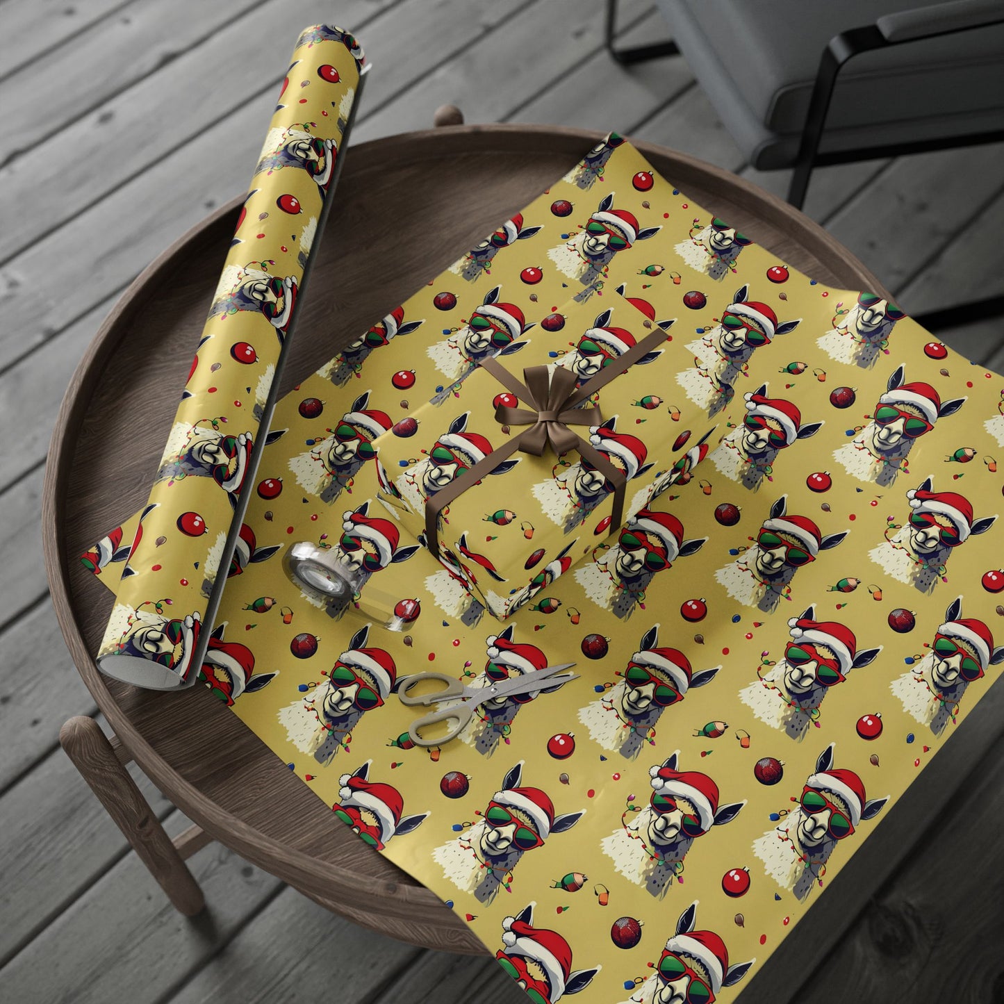 Festive Holiday Wrapping Paper with Llama Design