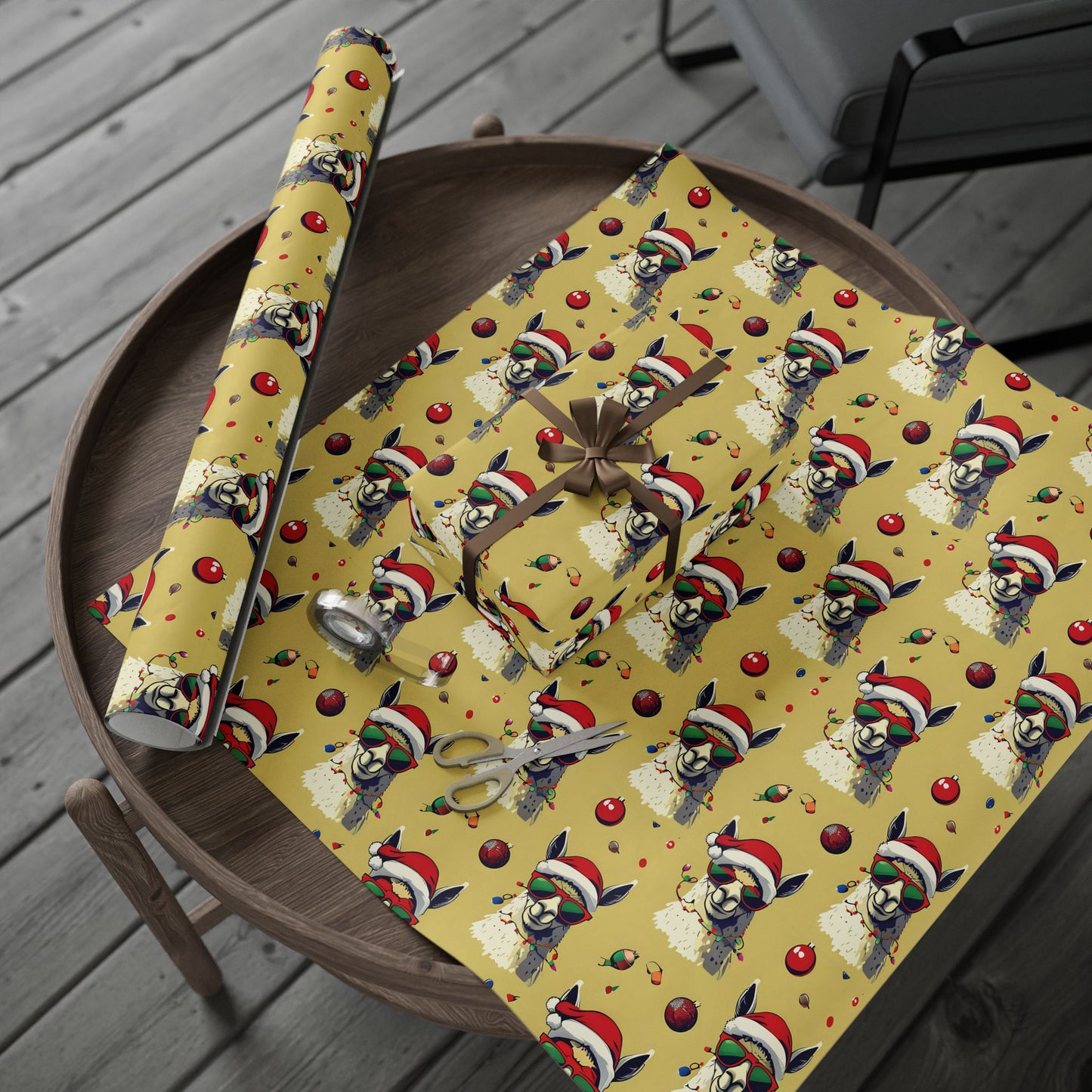 Festive Holiday Wrapping Paper with Llama Design